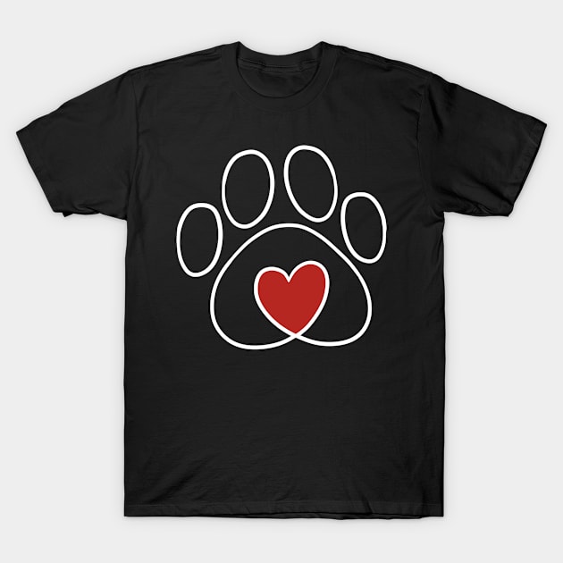 Pet Love White Outline T-Shirt by Saramation